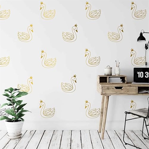 Miniatura 6 de 60 calcomanías de pared de cisnes para guardería, calcomanías de pared de cisne para niños y niñas, decoración del hogar, murales BK008 (rosa)