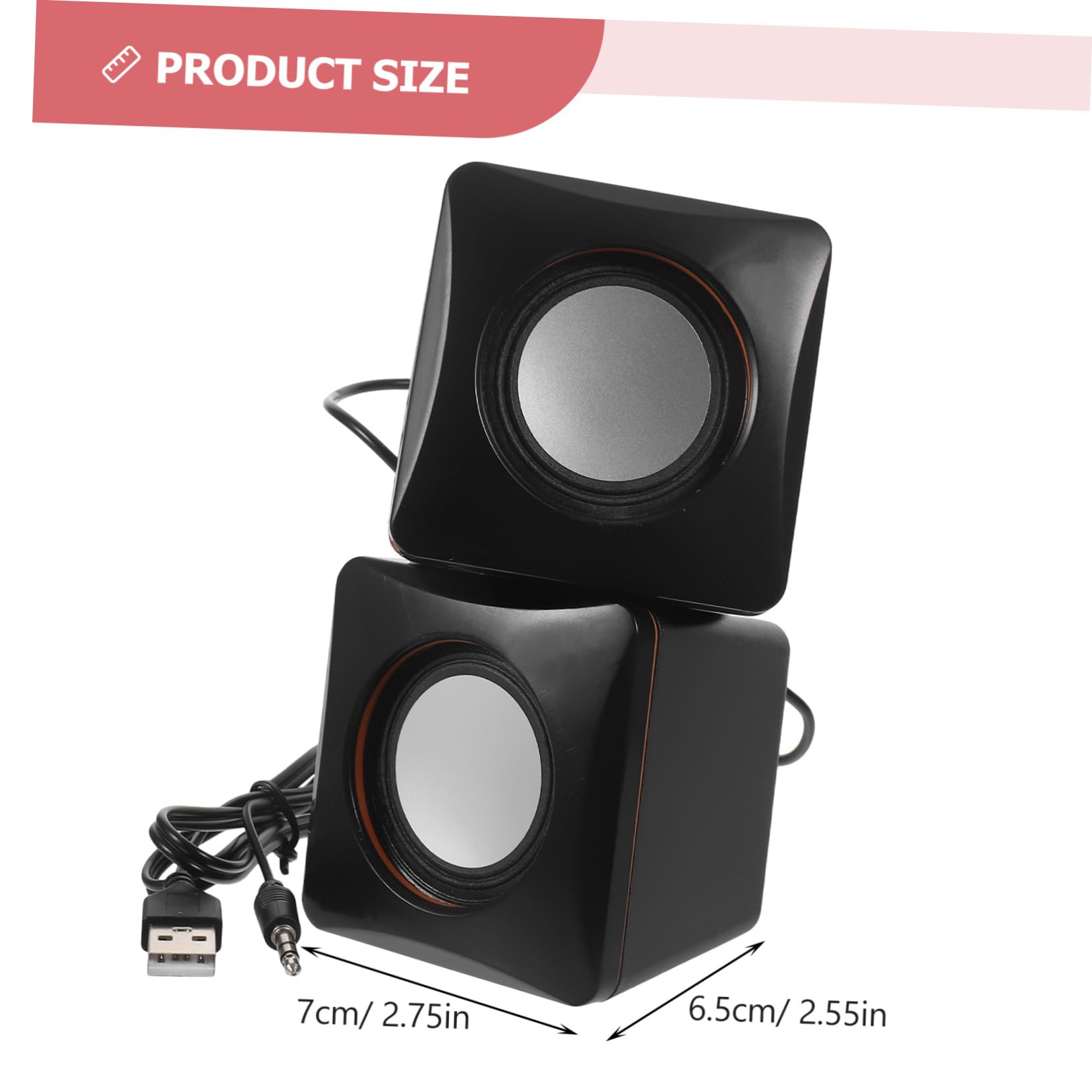 NUOBESTY 1 Pair Mini USB Powered Speakers Compact Audio Speakers for Home Travel Easy Plug Play Design Durable Shell for Simple Cleaning