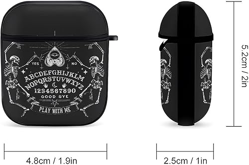 Miniatura 2 de Funda de esqueleto vintage con diseño mágico Ouija negro compatible con Airpods 1 y 2 con llavero para auriculares, unisex, a prueba de golpes,