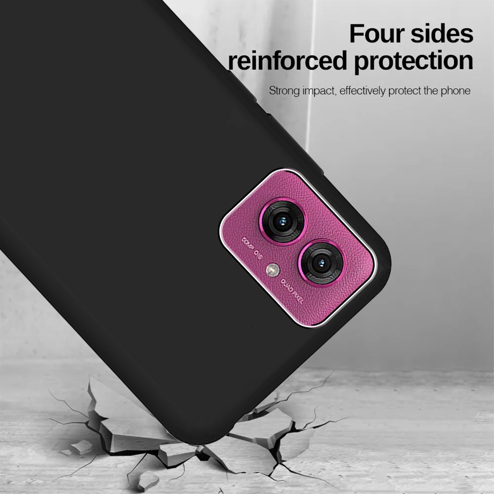 KUSINHOKA Case for Motorola Moto G55 + 2 Pack Screen Protector Tempered Glass,Anti Scratch,Drop Protection,Non Slip Soft TPU Thin Full Body Protective Phone Cover,Black - Image 2