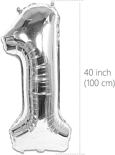 Miniatura 3 de Globos de números plateados grandes de Mylar de 40 pulgadas, globos gigantes de números gigantes para decoraciones de fiesta de cumpleaños, color