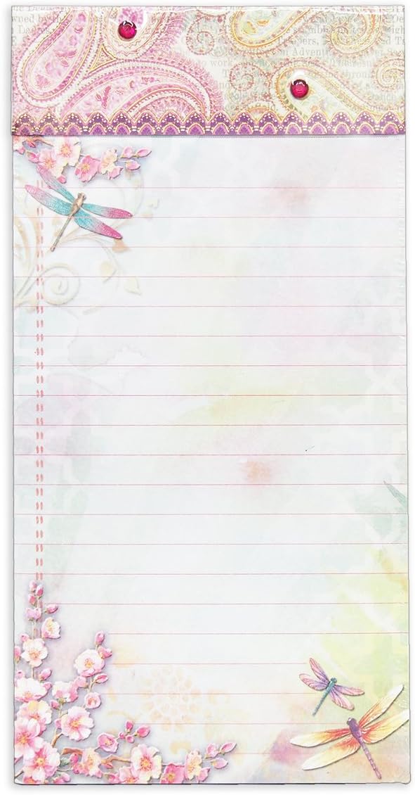 Paisley Dragonflies Punch Studio Embellished Magnetic List Pad