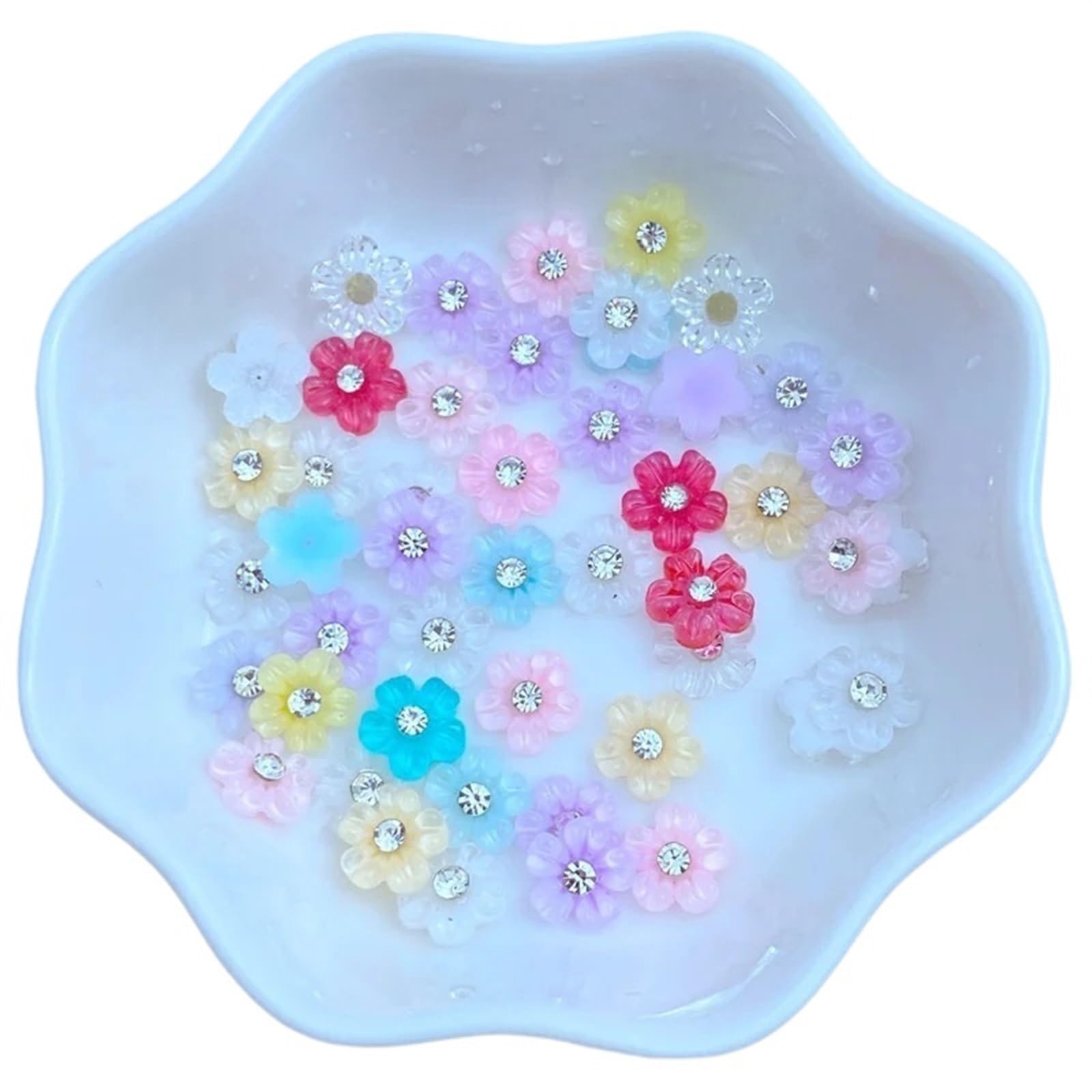 Diamantes de resina de flor para manualidades bricolaje y adornos de manicura