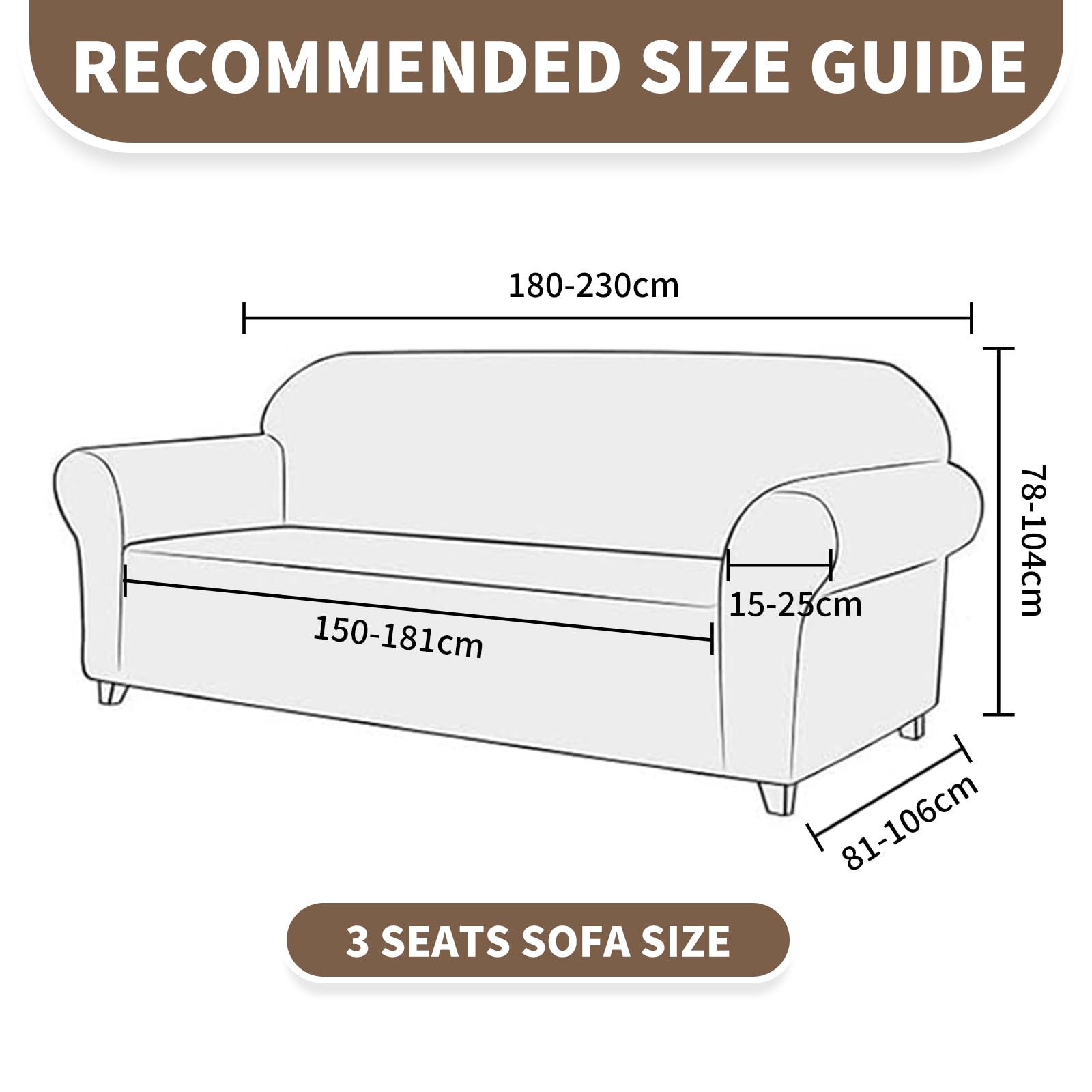 Ystyle Housse de Canapé 3 Places 180-230cm Universelle Couvre Canapé Extensible Lavable Antidérapante Protection Chiens Chats Gris Clair