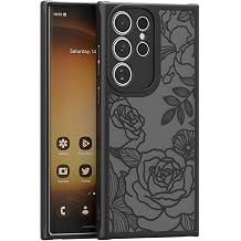 Floral Case for Samsung S23 Ultra,Black Rose Cute Slim Cover