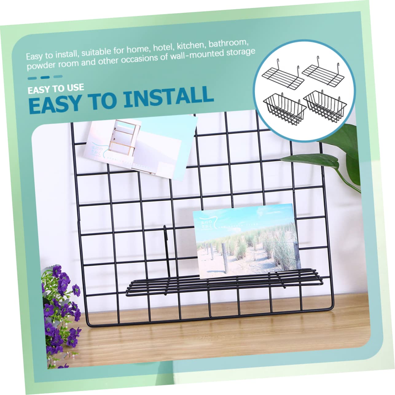 2 Sets Iron Pegboard Storage Baskets for Wall Mount Use
