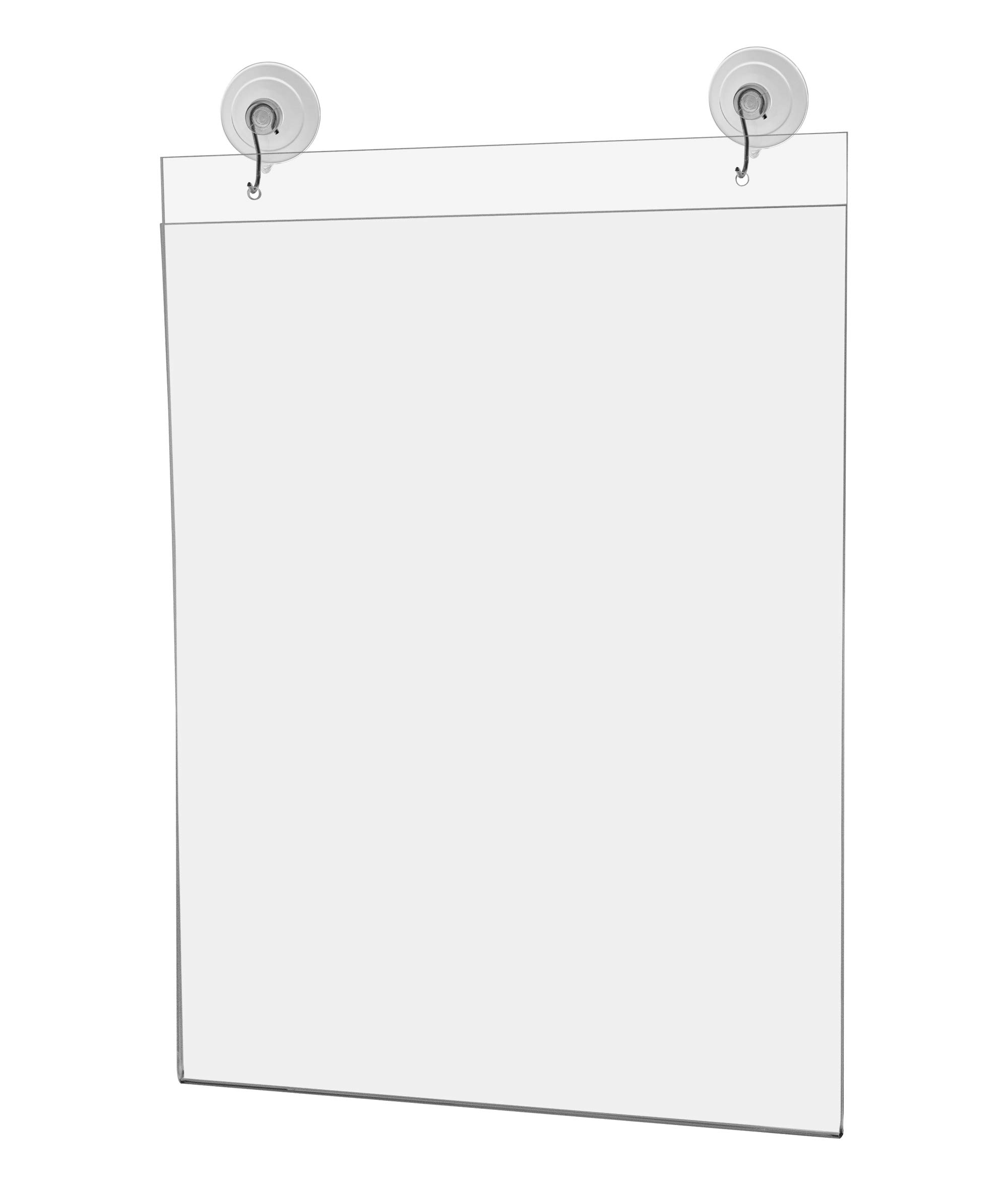 Marketing Holders 2 Pack Suction Cup Hooks Sign Holder 11” x 14” Graphic Poster Holder Double Sided Window or Glass Wall Mount Sign Sleeve for Businesses Stores and Offices
