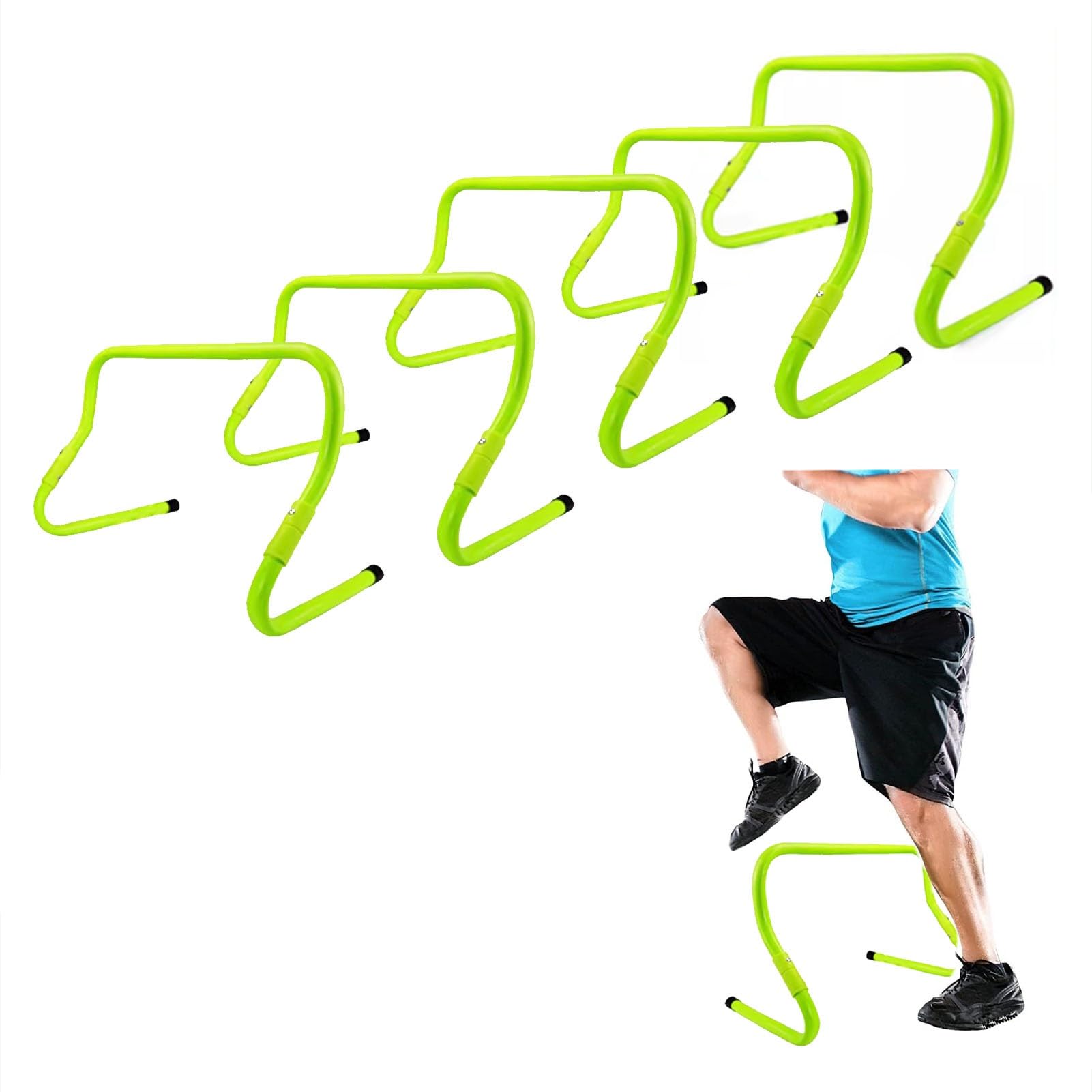 Genérico Vallas de Entrenamiento para Pista y Campo Verdes: 5 Piezas, Equipo liviano de Salto de Velocidad con Vallas para Interiores y Exteriores, Vallas Ajustables para Atletas y Entrenadores
