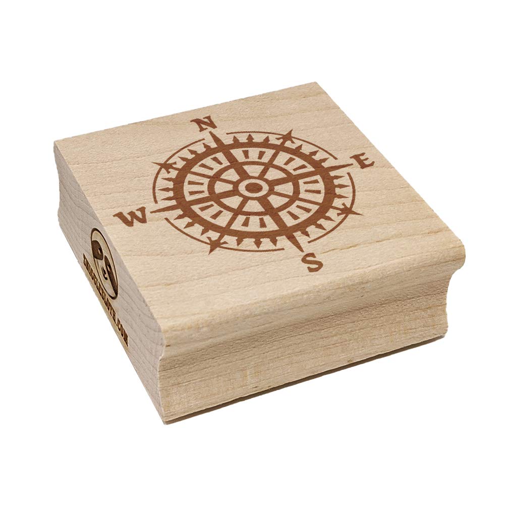 Nautical Compass Square Rubber Stamp for Stamping Crafting - 1.25in Small