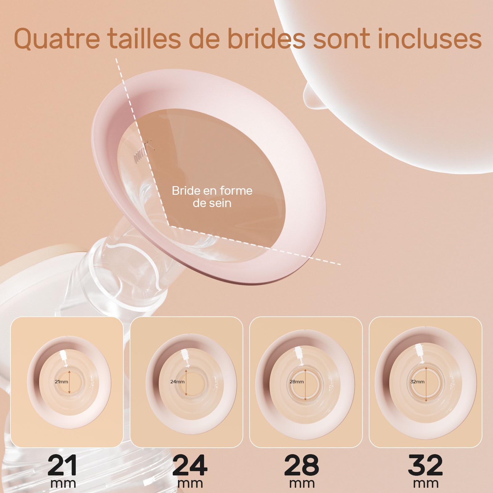 NCVI Tire Lait Électrique Double 8102, Batterie 4400mAh avec Veilleuse, Tire-lait Portable pour l'Allaitement, 4 Modes & 9 Niveaux, 10 Sacs à Lait, 6 Coussinets d'Allaitement, Bride de 21/24/28/32mm