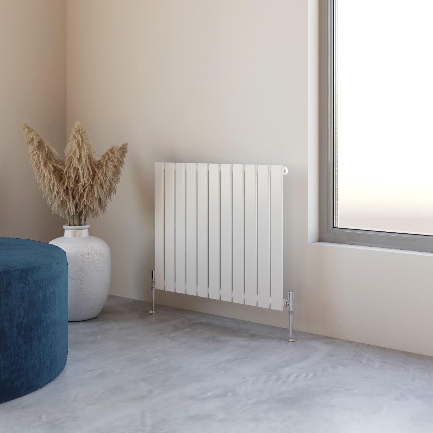 Flat Panel Radiator 600x748mm Horizontal Design Single Tall Upright White Central Heating Rad