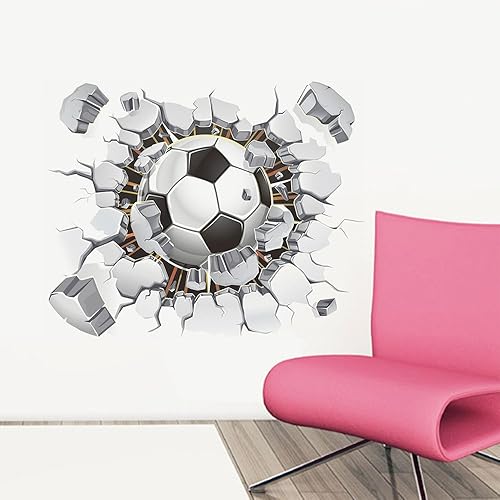 Miniatura 2 de MQ 3D Fútbol Fútbol roto pared agujero vista hogar calcomanía pared pegatinas impresión póster para habitación de los niños deporte niños dormitorio