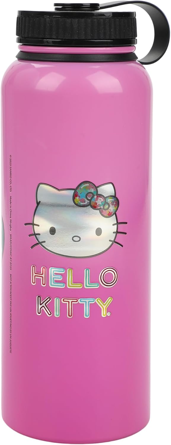 Bioworld Hello Kitty CD Collection 40 Oz Pink Stainless Steel Water Bottle - Image 2