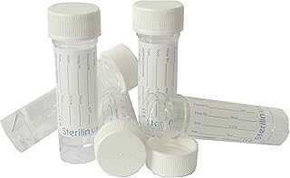 50 x Urine & Specimen Sample Bottle / Pot Graduated with Lid & Label- 30mls by Sterilin