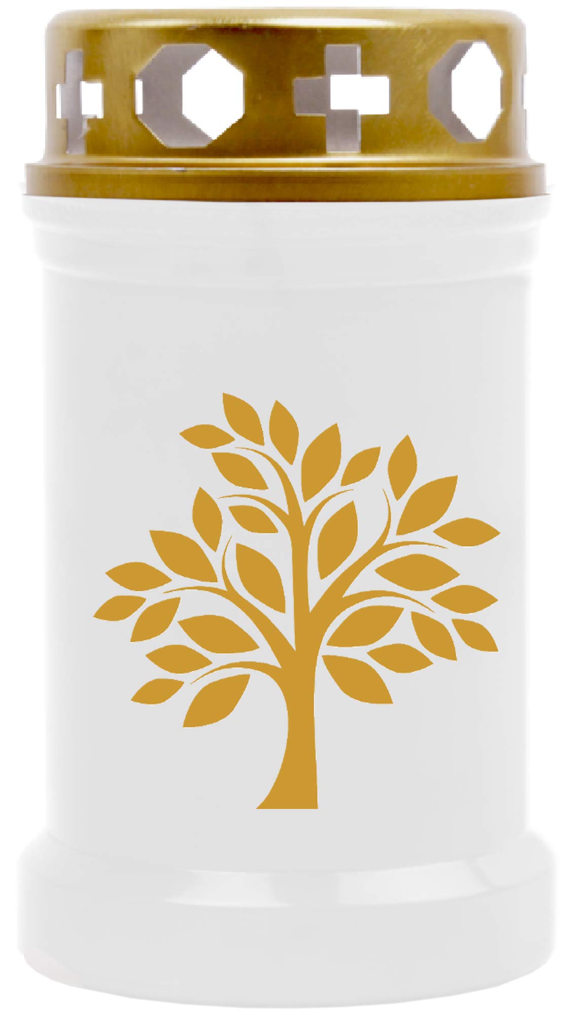 Hs Candle Tree Hscandle Grave Candle (White) Approx. 40 Hours Burn Time (Lid And Print Gold) – Motif: Available In Many Variants
