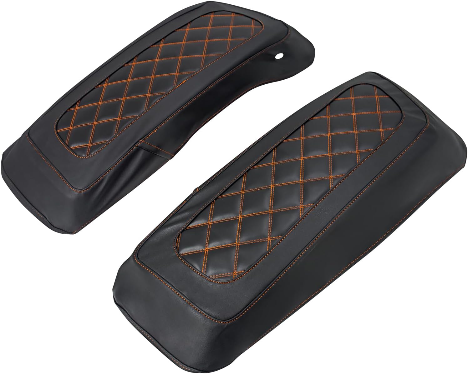Saddlebag Lid Cover Protective Fit For Harley Touring Street Glide Road Glide Road King Electra Glide Tri Glide 2014–2024 Microfiber Leather Tight Fit Pair (Orange Stitching)