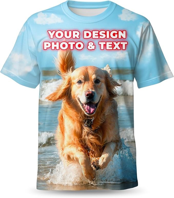 Custom All Over Print T-Shirt - Design Your Own T-Shirt with Photo, Picture, Text - Personalized...