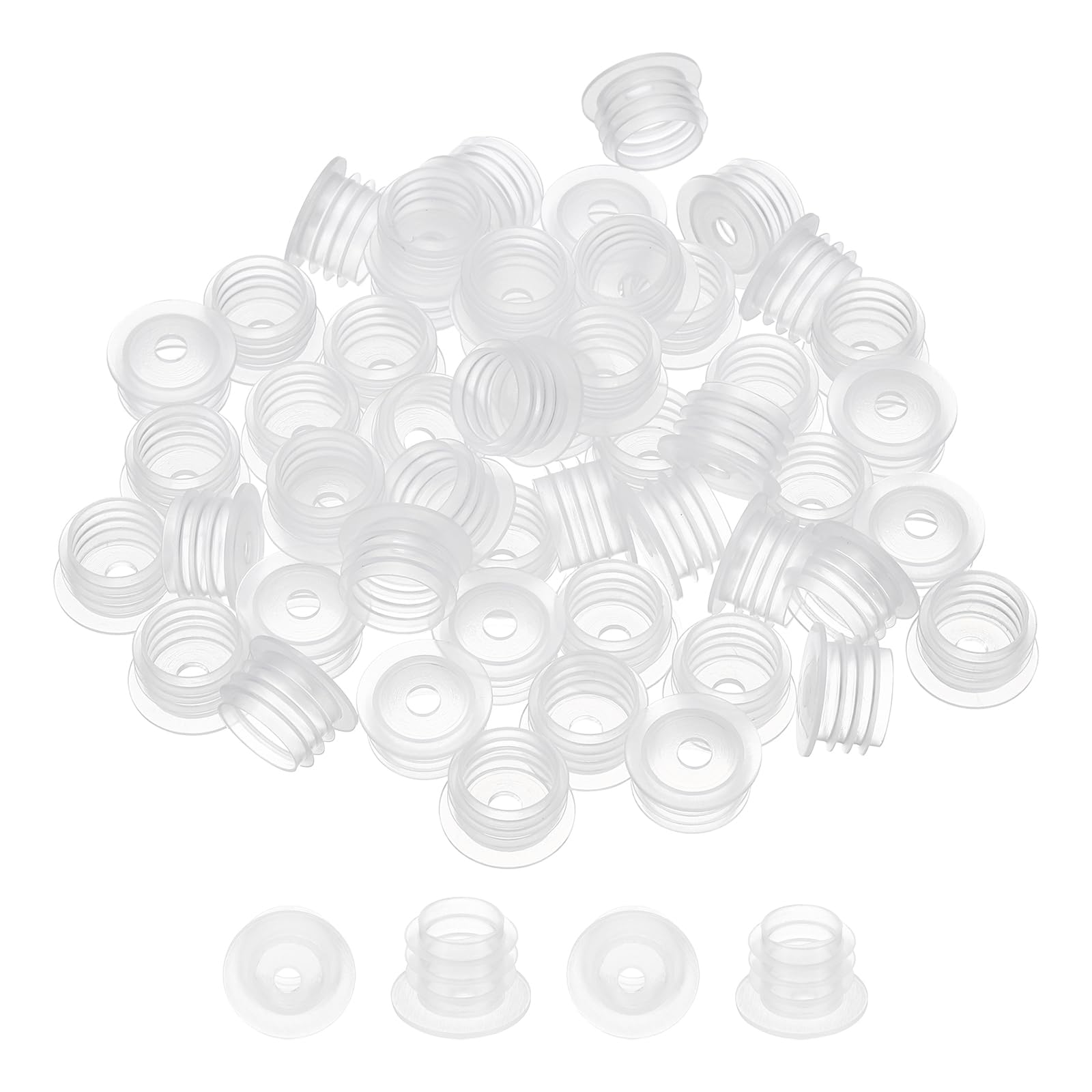 PATIKIL Bottle Adapter 15.6mm, 50 Pcs Press in Bottle Adapter Plugs with 4.4mm Hole for Oral Dispensers Liquid Oil Plastic Glass Bottles Stopper, Clear