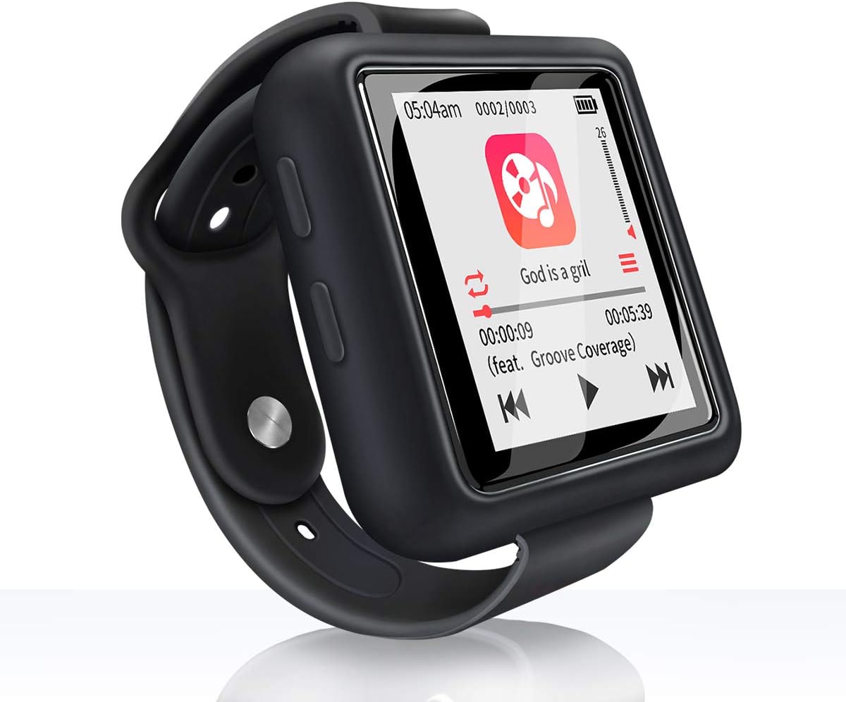 Mymahdi Sport Music Clip, 32GB Bluetooth MP3 Player with FM Radio/Voice Record Function,Touch Screen Player,Max Support up to 128GB, Black