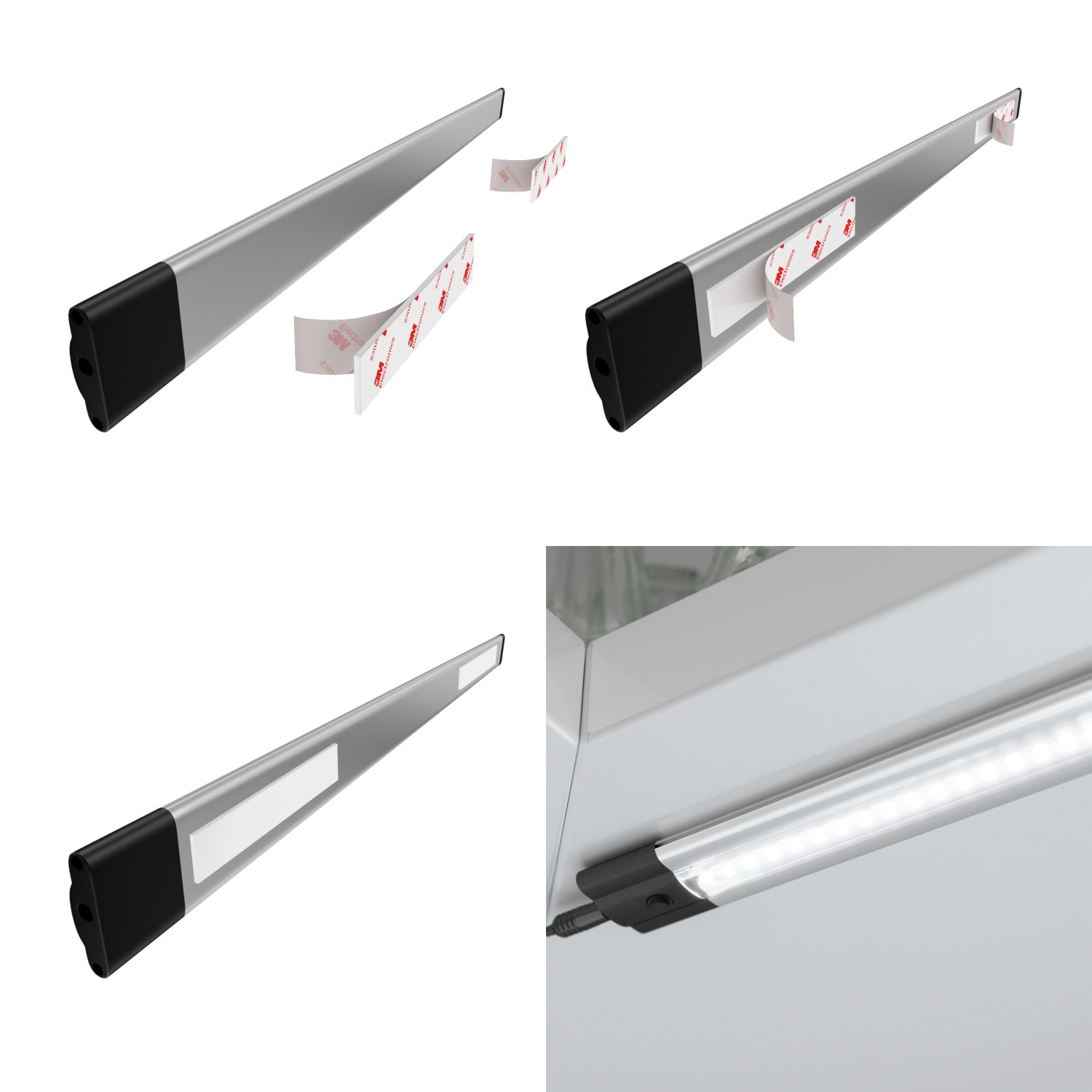 parlat LED Unterbau-Leuchte Siris, Bewegungsmelder, flach, 30cm, je 370lm, weiß, 5er Set