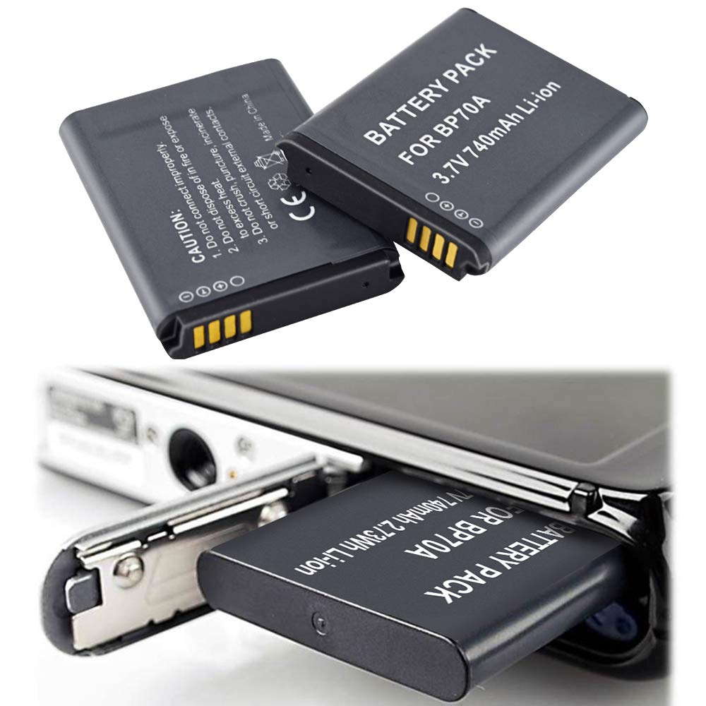 CITYORK (Paquete de 2) BP-70A Batería de Repuesto y Cargador para Samsung DV150F ES65 ES67 ES70 ES80 MV800 PL20 PL80 PL120 PL170 PL200 SL605 SL630 ST65 ST95 ST66 ST76 ST80 ST90 ST100 ST6500 BP-70A