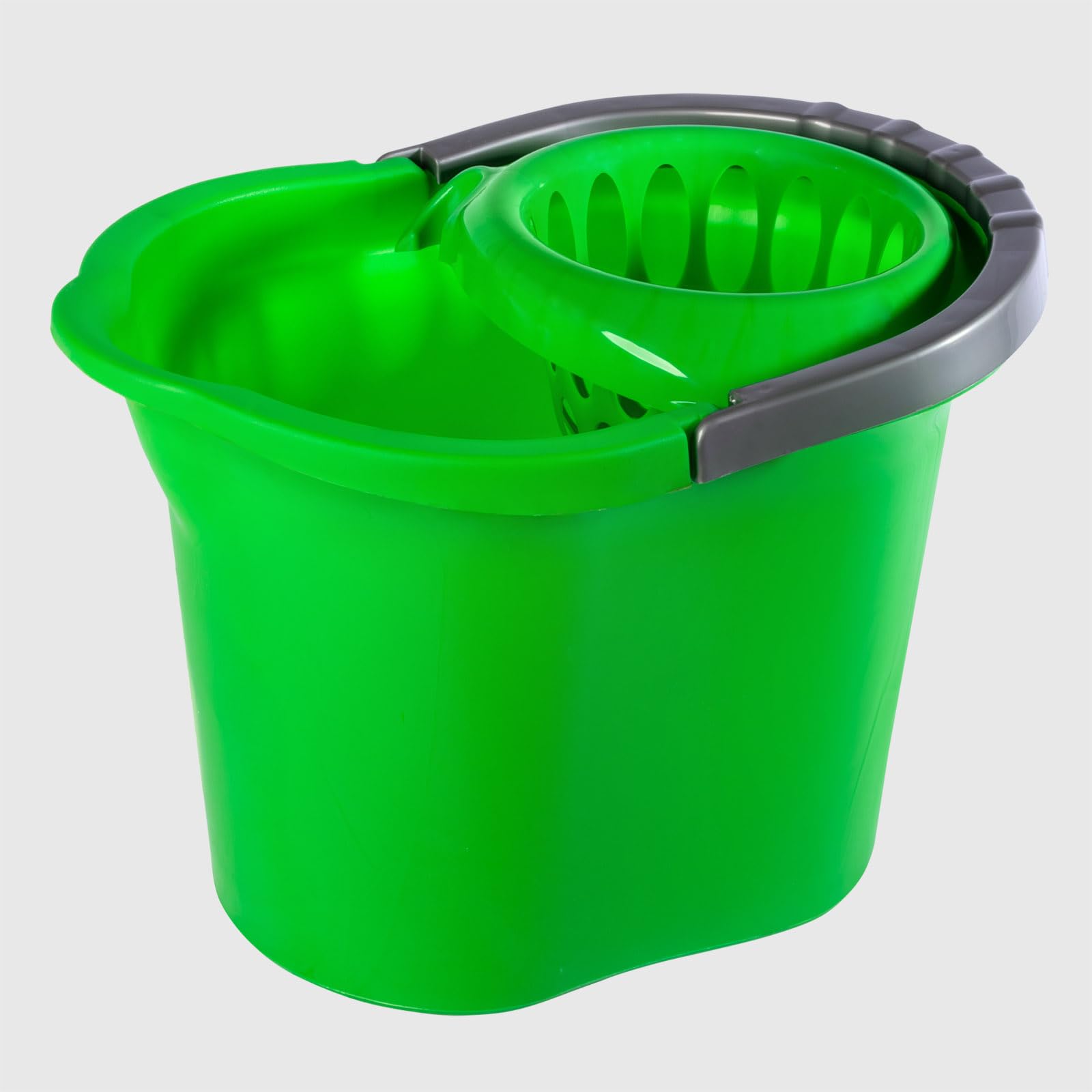 La Briantina Green Mop Bucket With Wringer, Plastic, 11 Litre Capacity,