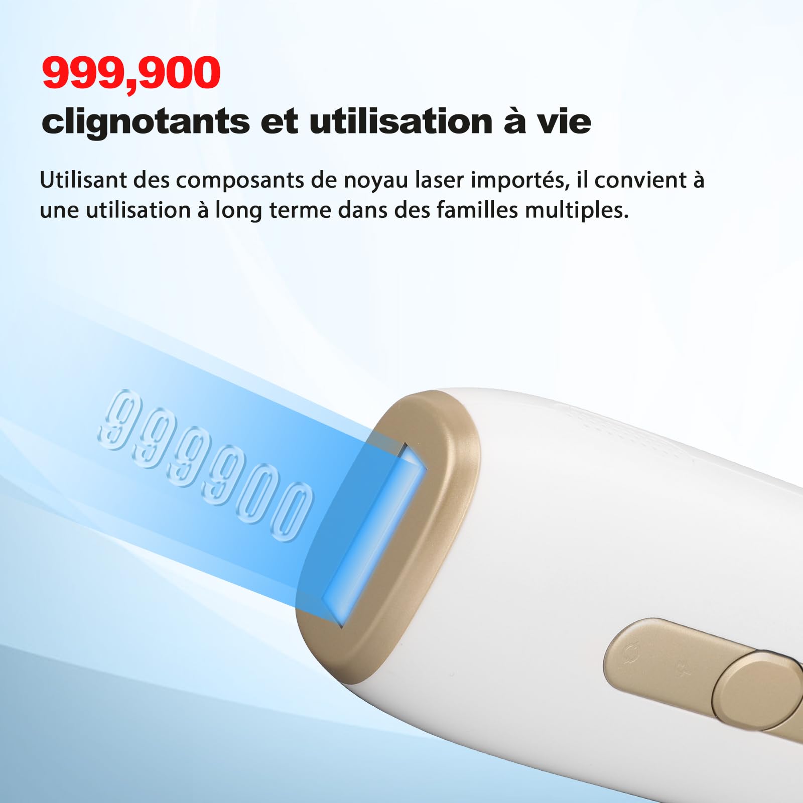 D'épilation À Lumière Pulsée IPL Avec Refroidissement Saphir | 5 Niveaux D'énergie, Grande Fenêtre Lumineuse, Lunettes De Protection, Rasoir Et Boîte De Rangement Pour Femme Et Homme