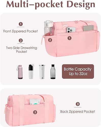 Miniatura 6 de Pequeña bolsa de gimnasio, mini bolsa de gimnasio para mujer con soporte para esterilla de yoga y compartimento húmedo, bonita bolsa de lona