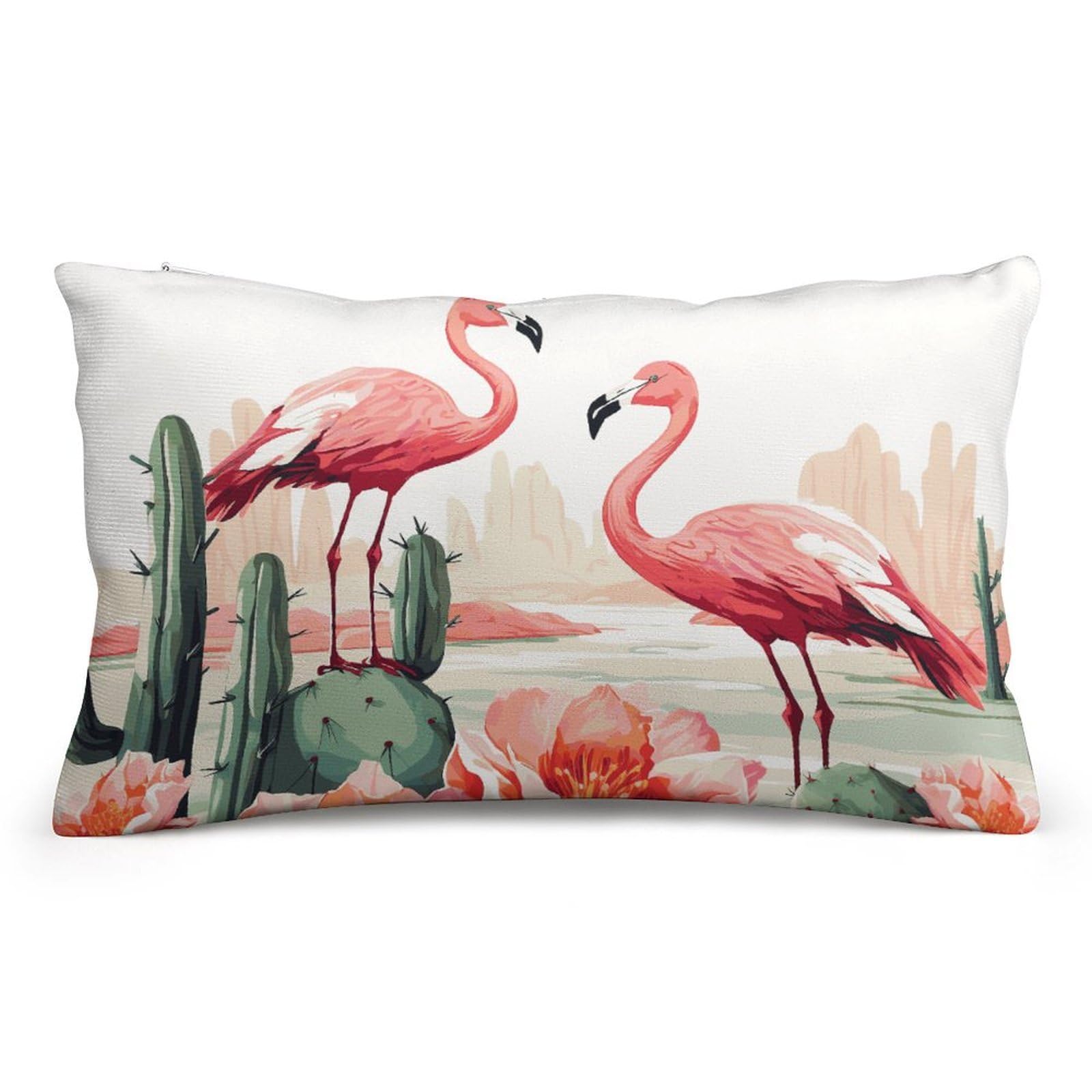 Velvet Pillowcases Standard Size 8"x12", Ultra Soft Breathable Pillow Cases for Bed, Luxury Cozy Fuzzy Pillow Shams, Lumbar Pillow Cover, Cactus Flamingo Rose Flowers Cushion Case Home Decor