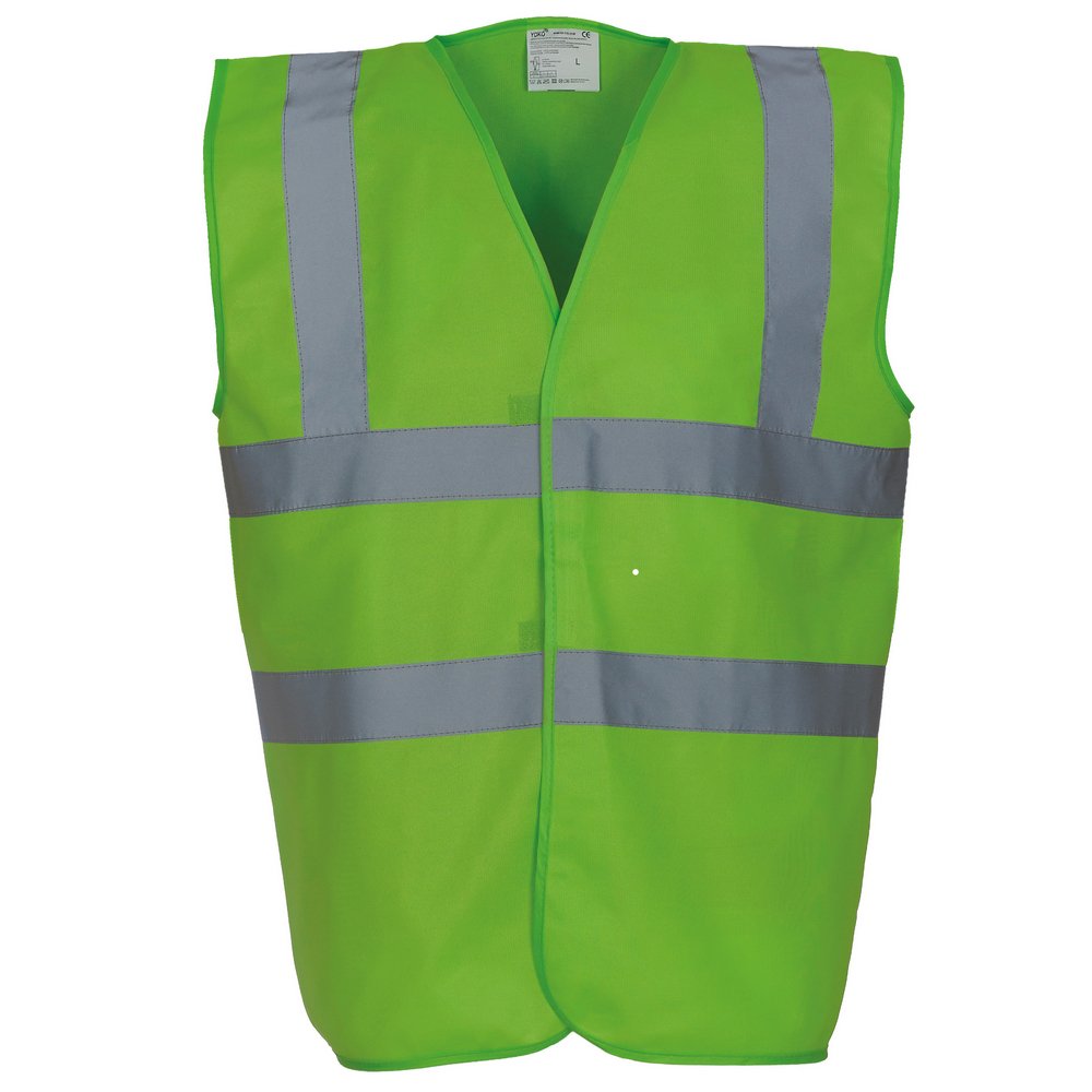 Yoko Hi vis 2 band and braces waistcoat (HVW100) Lime L