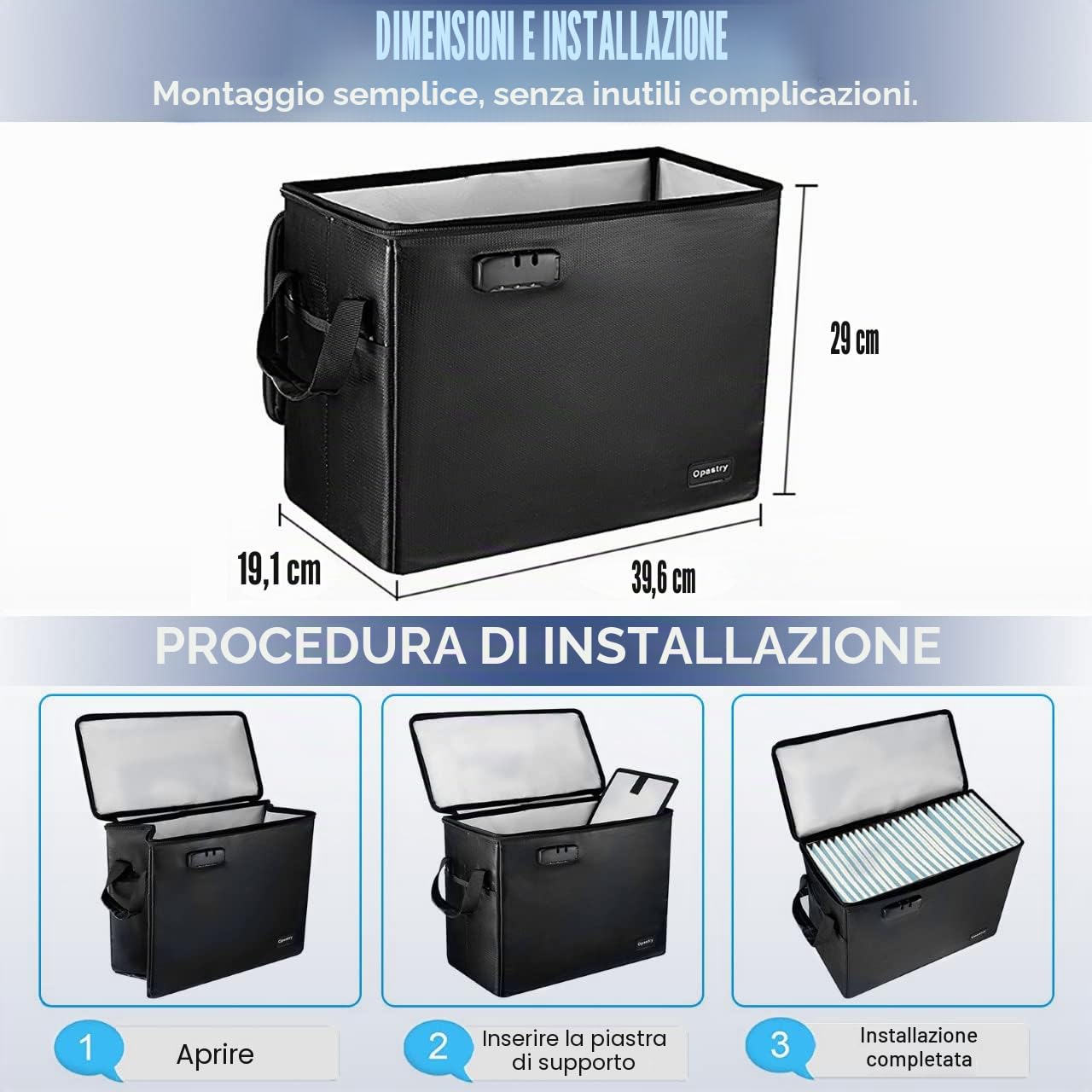 Scatola portaoggetti a prova di fuoco per fumetti, 39,4 x 19,8 x 29,5 cm, resistente al fuoco e impermeabile, con cerniera e serratura, per 150-175 fumetti