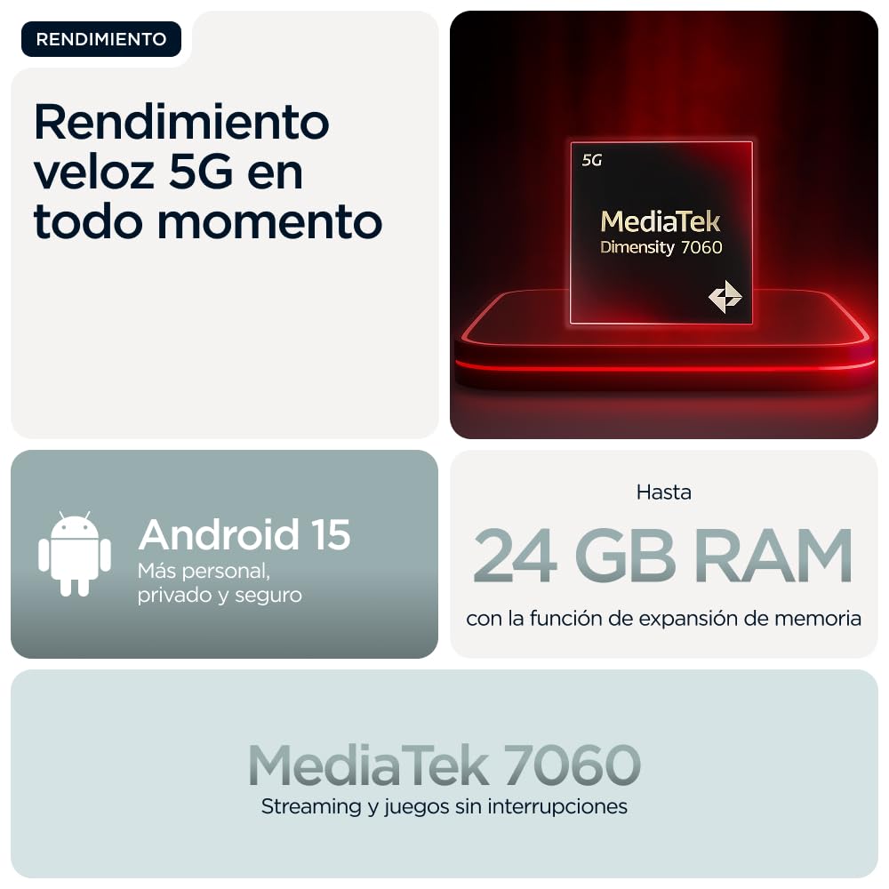 Moto g56 5G 24GB (8GB+16GB RAM Boost)/256GB Gris, Durabilidad Militar, IP68/69, Corning Gorilla® Glass 7i, Pantalla 6.72" Full HD+, Cámara 50 MP con Moto ai, Batería 5200 mAh,Carga TurboPower 30W