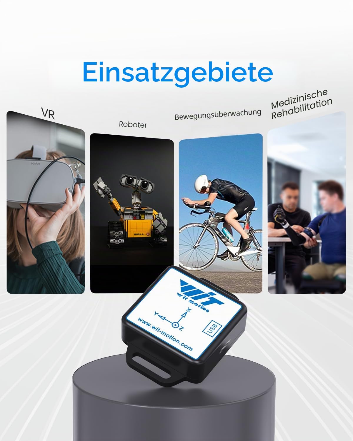 [Bluetooth 5.0 Beschleunigungssensoren] WT901BLECL 9-Achsen-Neigungssensor, 3-Achsen-Beschleunigungsmesser + Gyroskop + Magnetometer + Neigungsmesser, IMU-Sensor MPU9250-Modul Motion USB