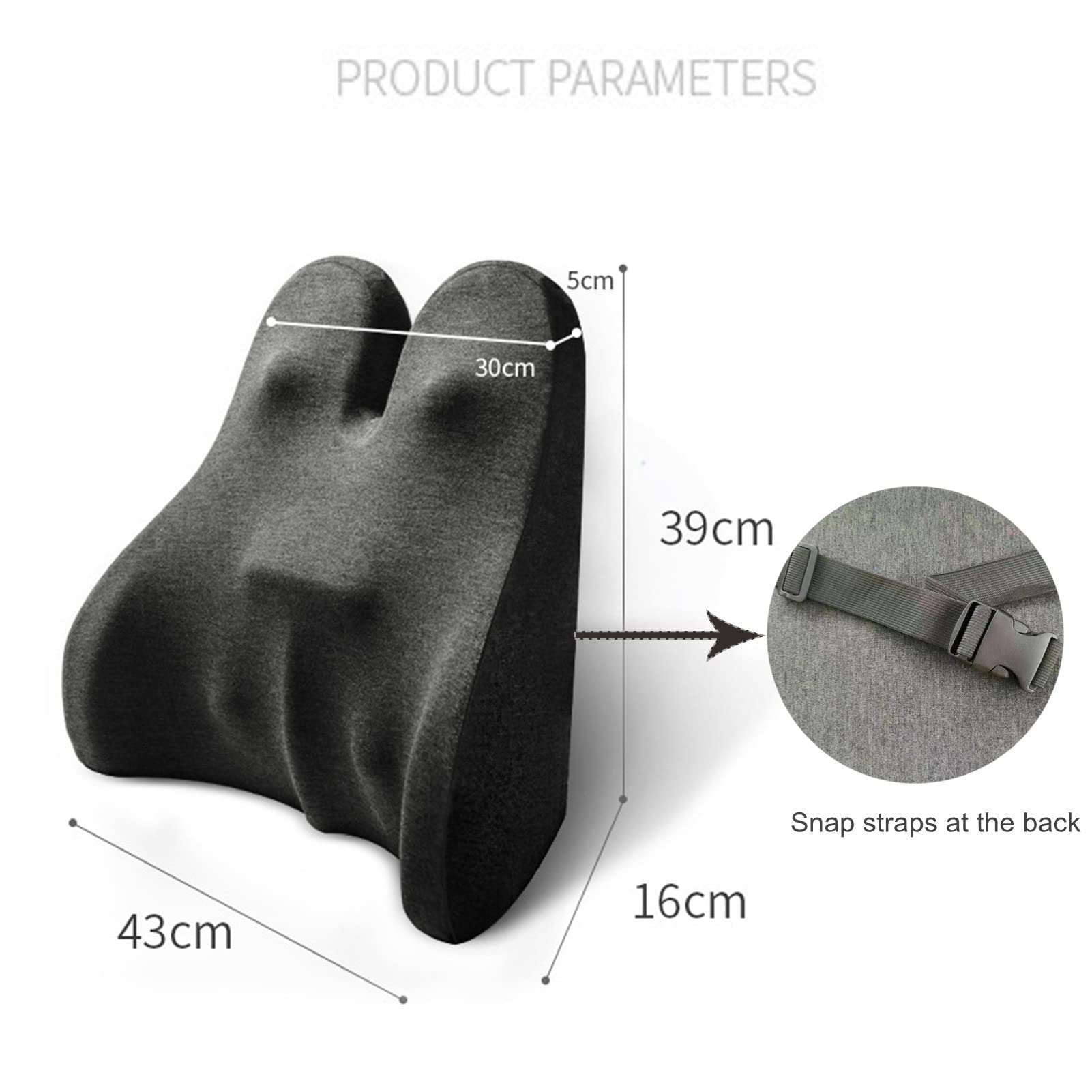 Almohada Lumbar, Repaldo Lumbar para Silla Oficina, Cojin Lumbar Coche con Esponja Memoria, Reduce el Dolor y Alivia la Fatiga (Rosa,43 * 39 * 16cm)