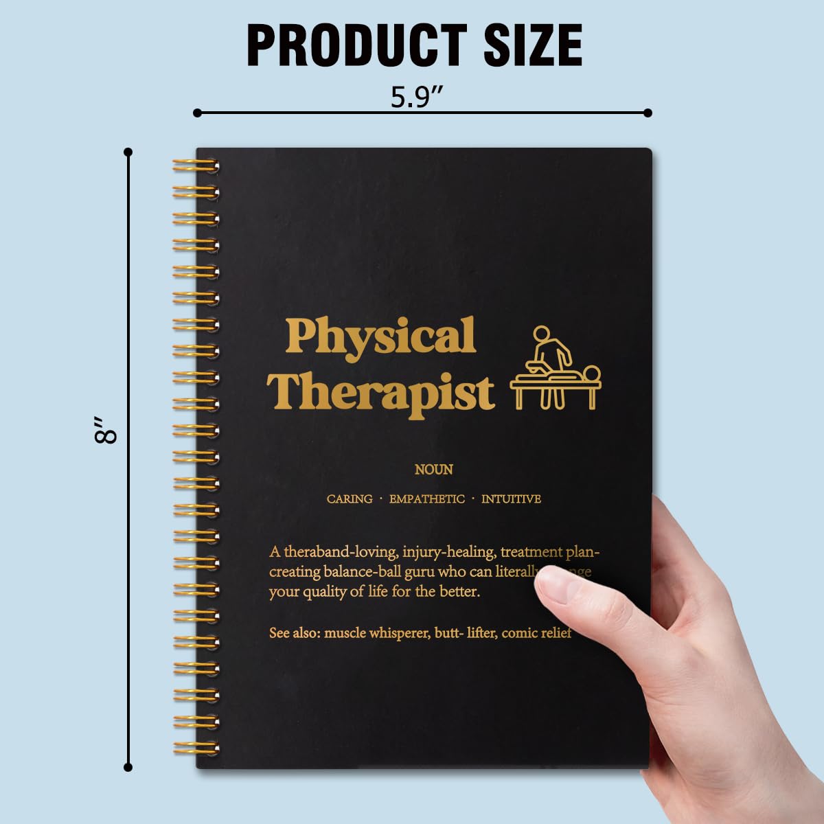 Physical Therapist Definition Gold Foil Hardcover 160 Pages Spiral Notebooks, Inspirational Gift for Physical Therapist, Physical Therapy Gift, Thank You Thanksgiving Gift for PT Coworkers PTA
