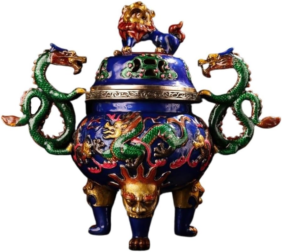 Incense Stick Holder Enamel Colored Incense Burner Ornaments Home Decoration Crafts Antique Copper Incense Burner with Lid Incense Holder for Sticks