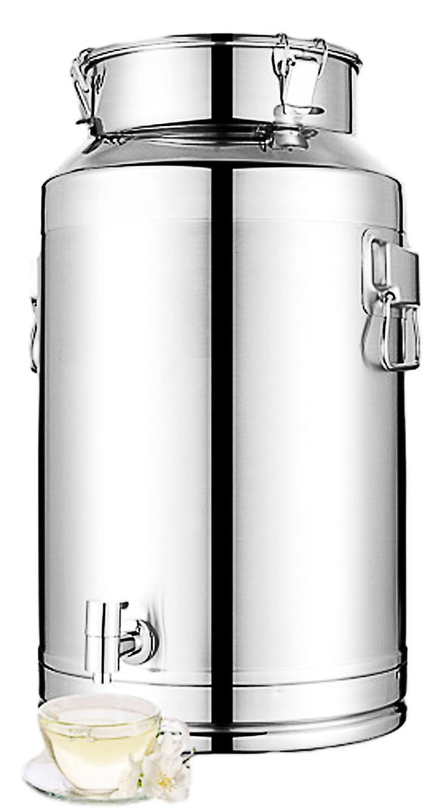 Contenitore per liquidi in acciaio inossidabile con rubinetto, dispenser durevole e sicuro per versare facilmente, ideale per bevande, oli e salse, design a prova di perdite