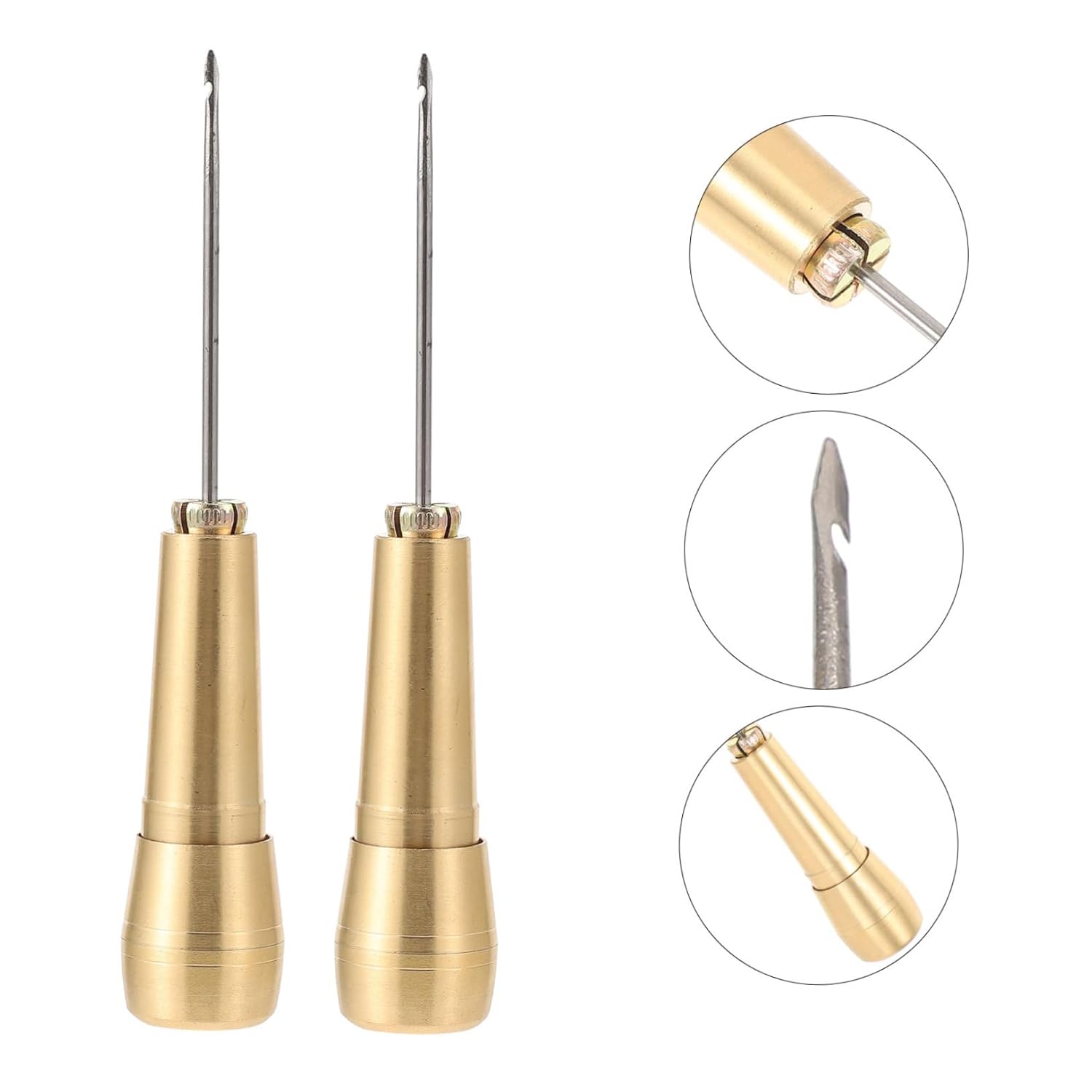 IWOWHERO 2pcs Sewing Awls for DIY Craft Stitching Pricker Snag Repair Tool Needle Handle Shoe Patches