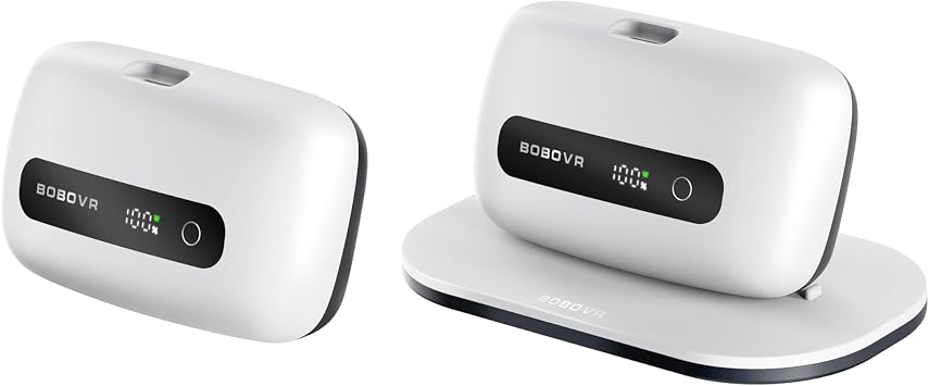 BOBOVR BM60-2 Dual Battery and Charging Dock Combo, 2 BM60 Magnetic Batteries with Power Display, Compatible Only with BOBOVR M3 and M3 Pro+ Head Straps, Not for B2 or B100 Systems