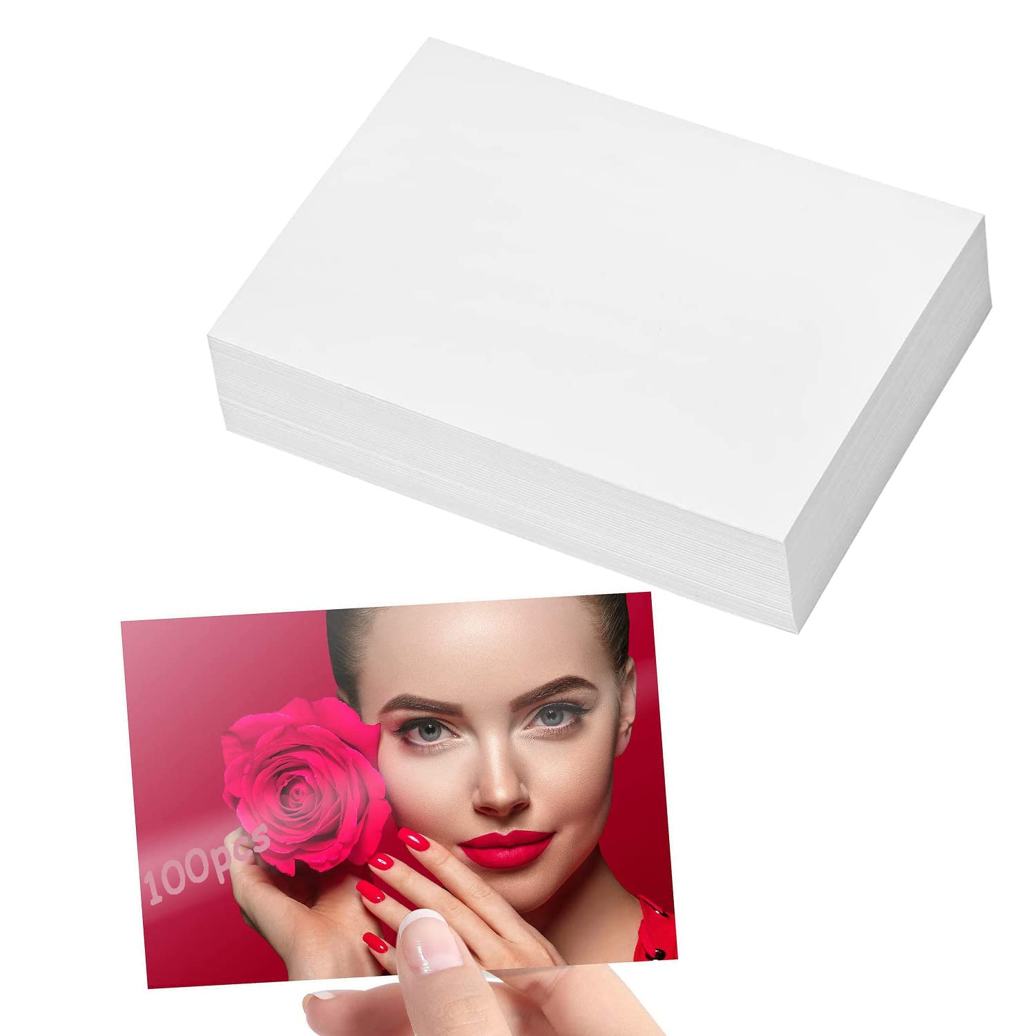 10 x 15 cm Printerry Glossy Photo Paper, 100 Sheets Printer Photo Paper, Water Resistant and Durable, Suitable for Laser Printer or Copier Printing, Great for Photos, Invitations and Postcards