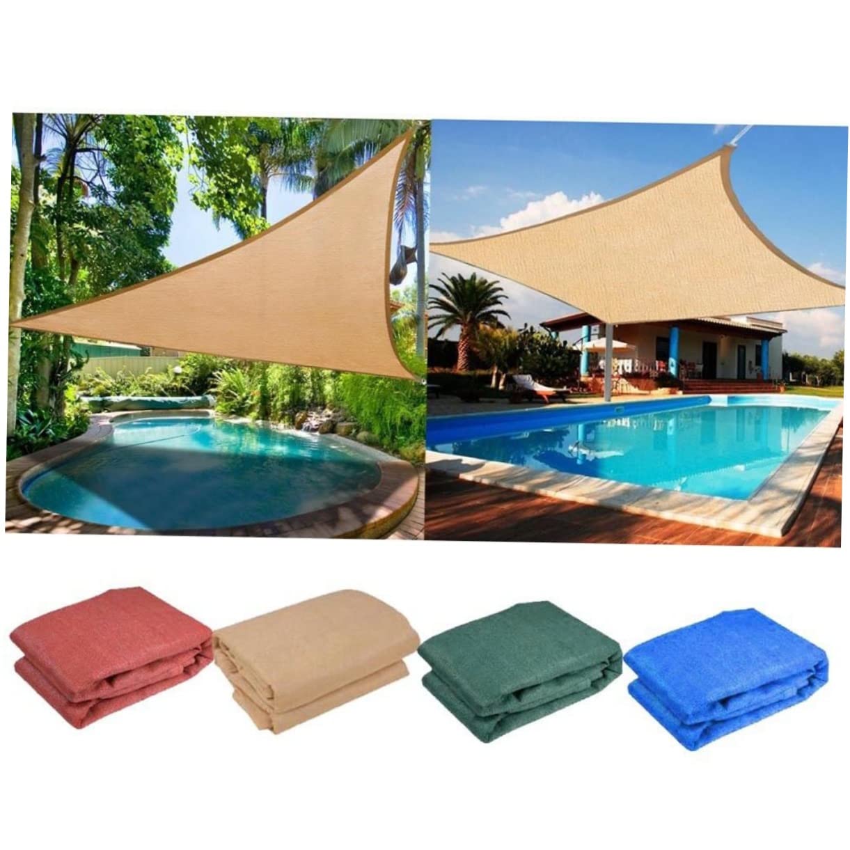 Voile D'ombrage Triangulaire PE Beige Anti-UV pour Jardin | Fête Été, Corde Incluse, Installation Facile, Usage Camping et Parc, Format Toutes Saisons