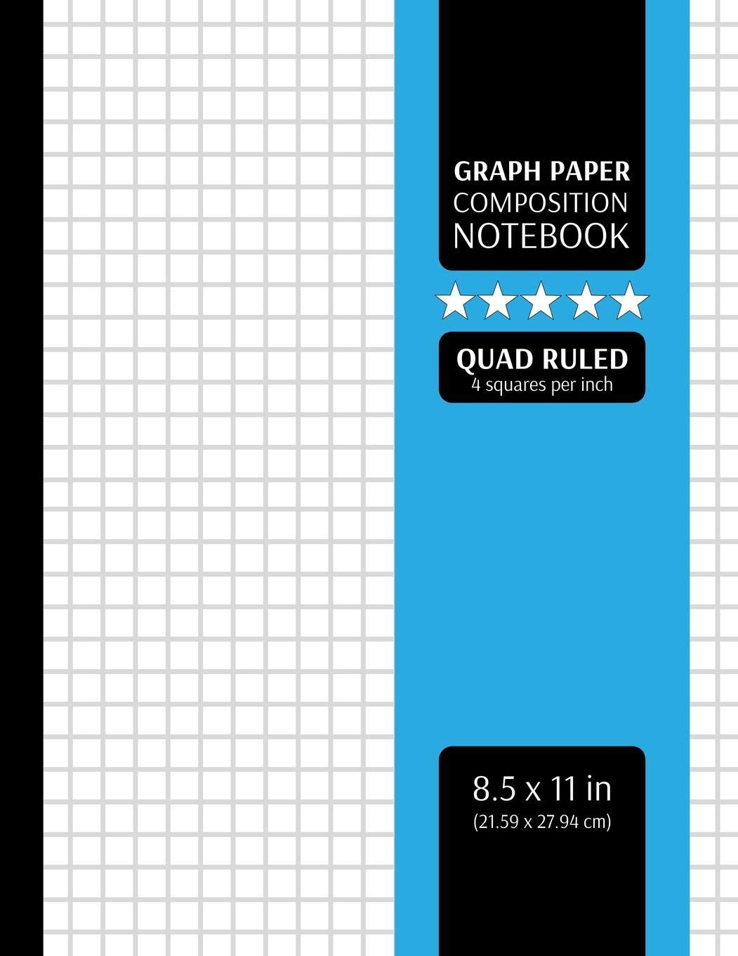 Graph Paper Composition Notebook: Grid Graphing Paper, 4x4 Quad Ruled, 4 Squares/Inch (Large, 8.5x11 in.)