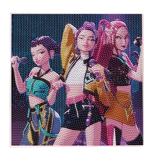 LEPZUR Kit De Pintura De Diamantes 5D Para Adultos Kit De Pintura De Diamantes Con Temática K-Pop Pintura De Diamantes Kit De Manualidades Decoración De Pared Para El Hogar Regalo 20X20Cm