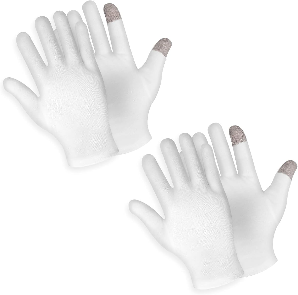 Sibba 2 pares de guantes hidratantes para pantalla táctil, guantes hidratantes de algodón blanco, durante la noche, antes de acostarse, curan el eczema, loción para dormir, tratamiento de spa para manos, guantes para reparar la piel de manos ásperas, agrietadas, secas y agrietadas