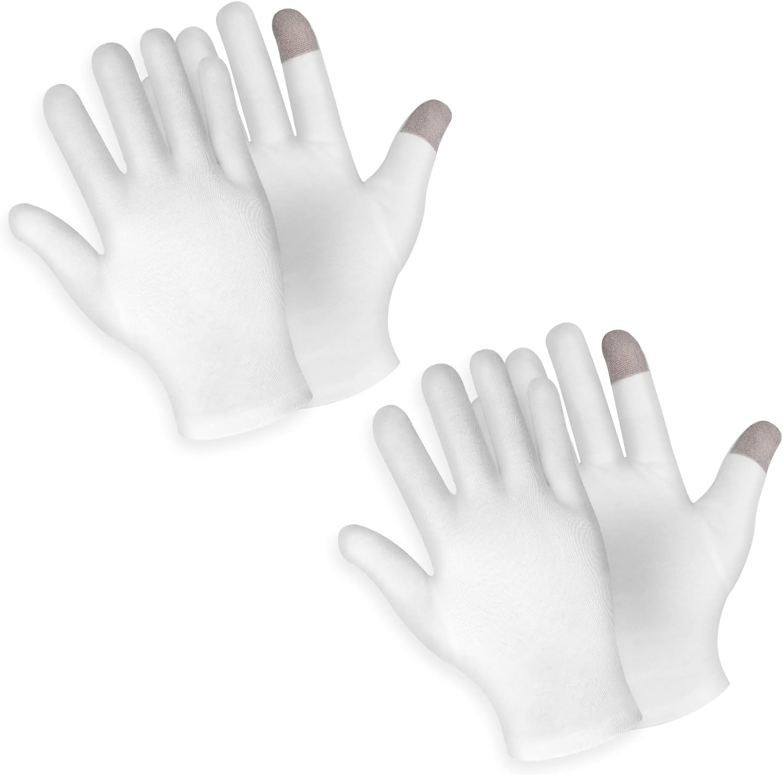 2 Pairs Touch Screen Moisturizing Gloves White Cotton Moisturizing Gloves Overnight Bedtime Heal Eczema Sleeping Lotion Hand Spa Treatment Gloves Repair Rough Cracked Dry Chapped Hands Skin