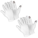 2 Pairs Touch Screen Moisturizing Gloves White Cotton Moisturizing Gloves Overnight Bedtime Heal Eczema Sleeping Lotion Hand Spa Treatment Gloves Repair Rough Cracked Dry Chapped Hands Skin