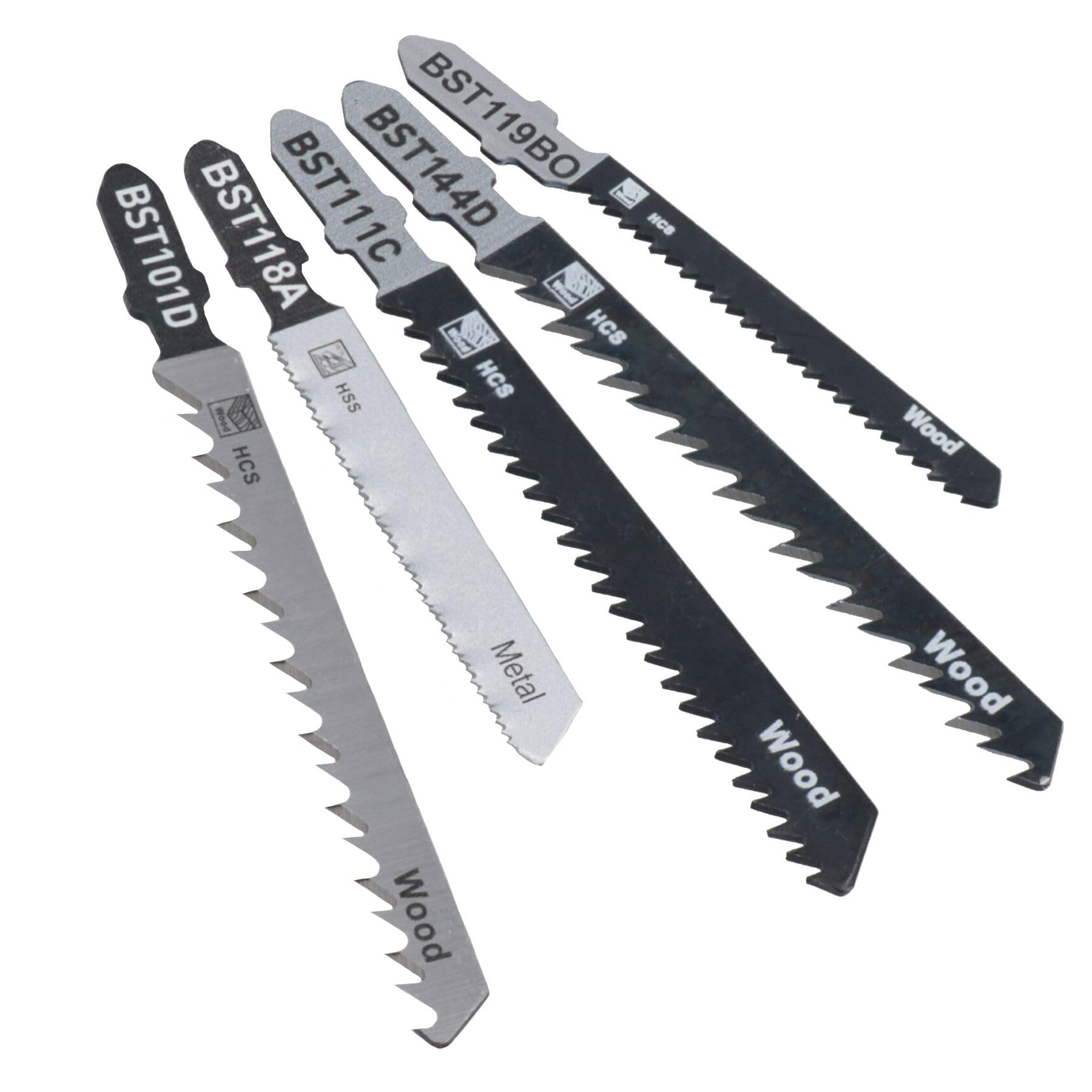 Set di 60 lame da taglio per seghetto alternativo con codolo a T, per plastica, legno, metallo, lama HCS