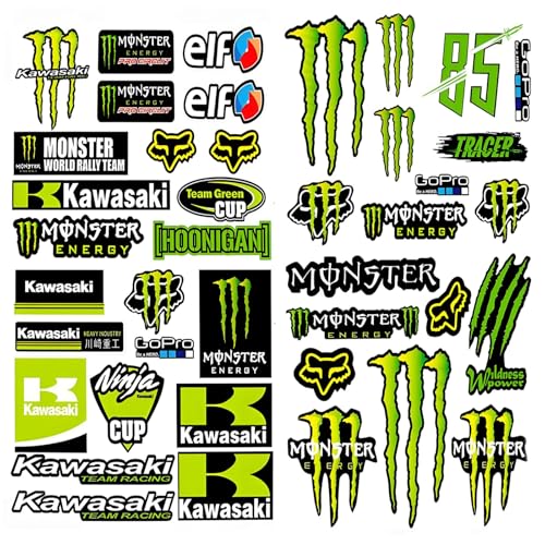 Krilucly 2 Hojas Cool Pegatinas para Moto y Casco, Calcomanías Motocross, Adhesivo Impermeable para Skateboard, Coche y Todoterreno