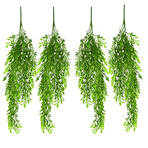 xnnmzhao Kunstpflanze Hängend, 4 Stück Künstliche Hängepflanzen Bambus...