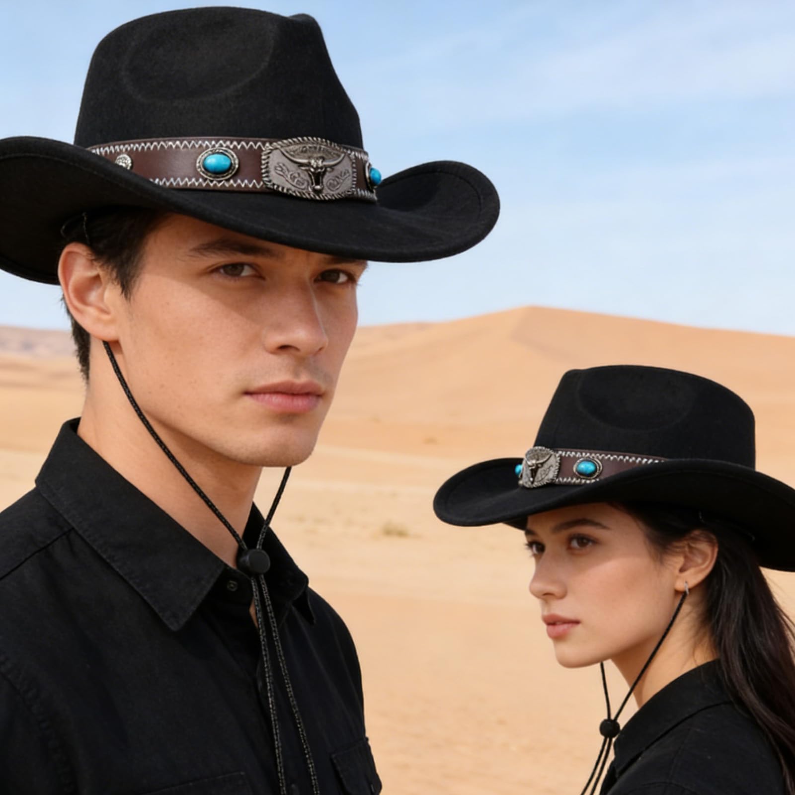 Klassischer Unisex Cowboy Hut für Männer und Frauen, Solid Denim Hut mit Bull Head Dekoration, Vintage Jazz Stil, Erwachsener Cowboy Hut, perfekt für jedes Cowboy Abenteuer